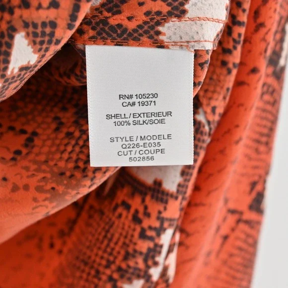 EQUIPMENT Womens Silk Top Size S Orange Snakeskin Button Dopamine Maximalist - Picture 7 of 13